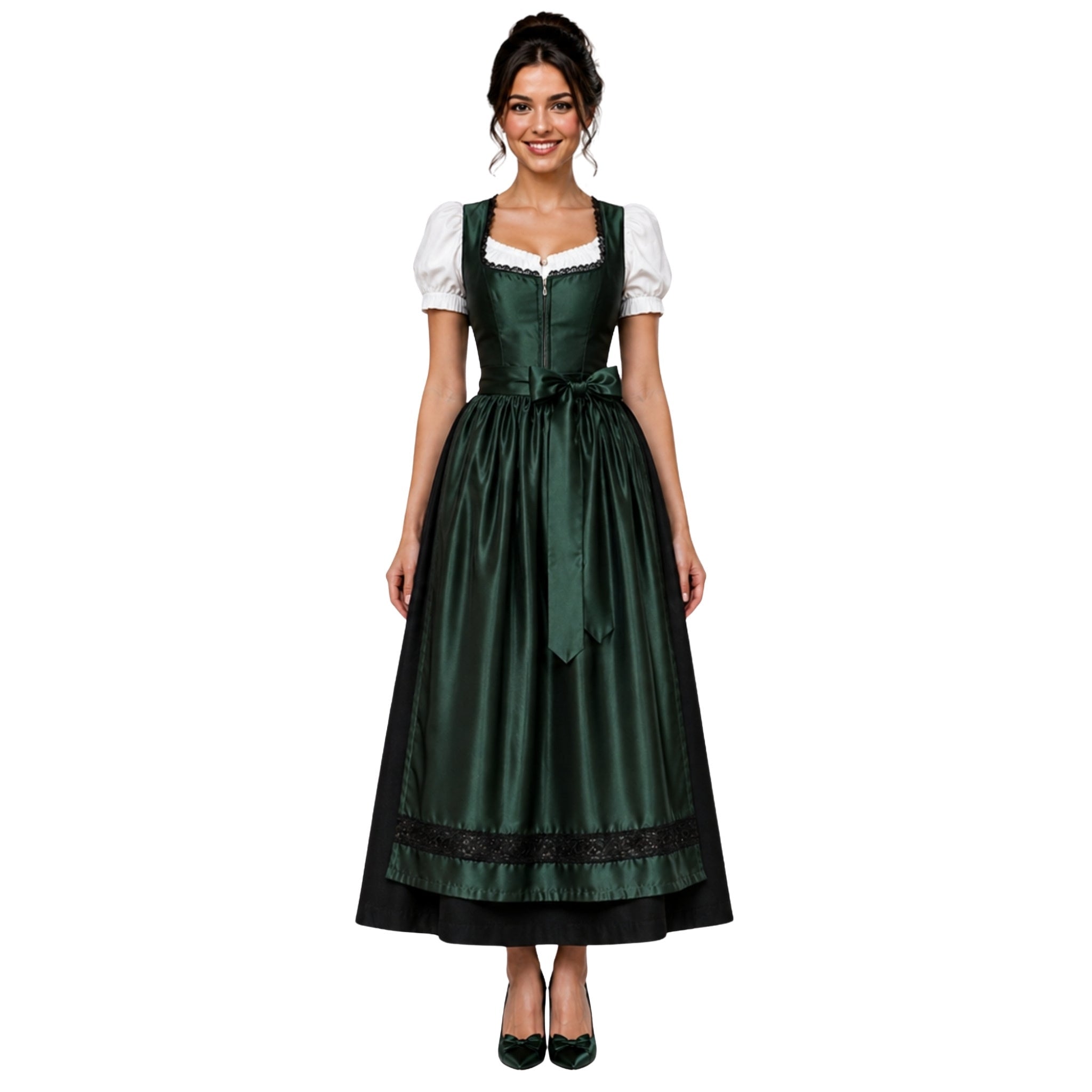 bottle green traditional dress Ulissia | Bottle Green V-Neck Maxi Dress With Cape-Sleeves