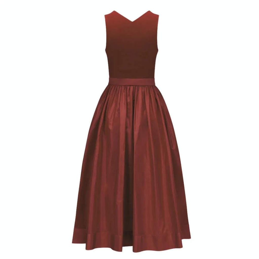 Dirndl Dress Rust Red Velvet Sleeveless