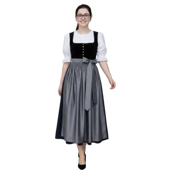 Dirndl Dress Black Velvet Navy Maxi