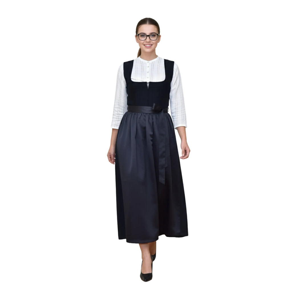 Dirndl Dress Black Wool Winter Long
