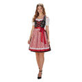 Dirndl Dress Black Cotton Red Gingham Short