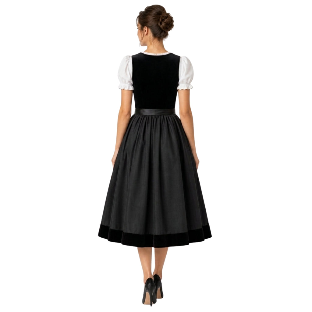 Black Velvet Dirndl – Oktoberfest Midi Dress