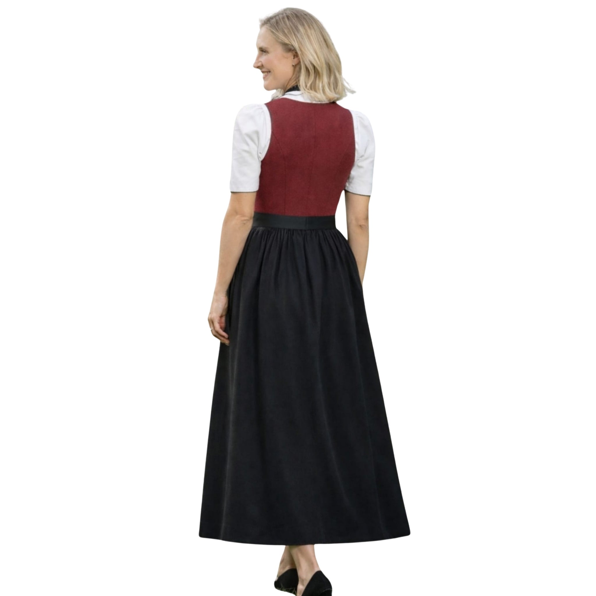 Bavarian Dirndl Long Maxi – Burgundy Austrian Dirndl