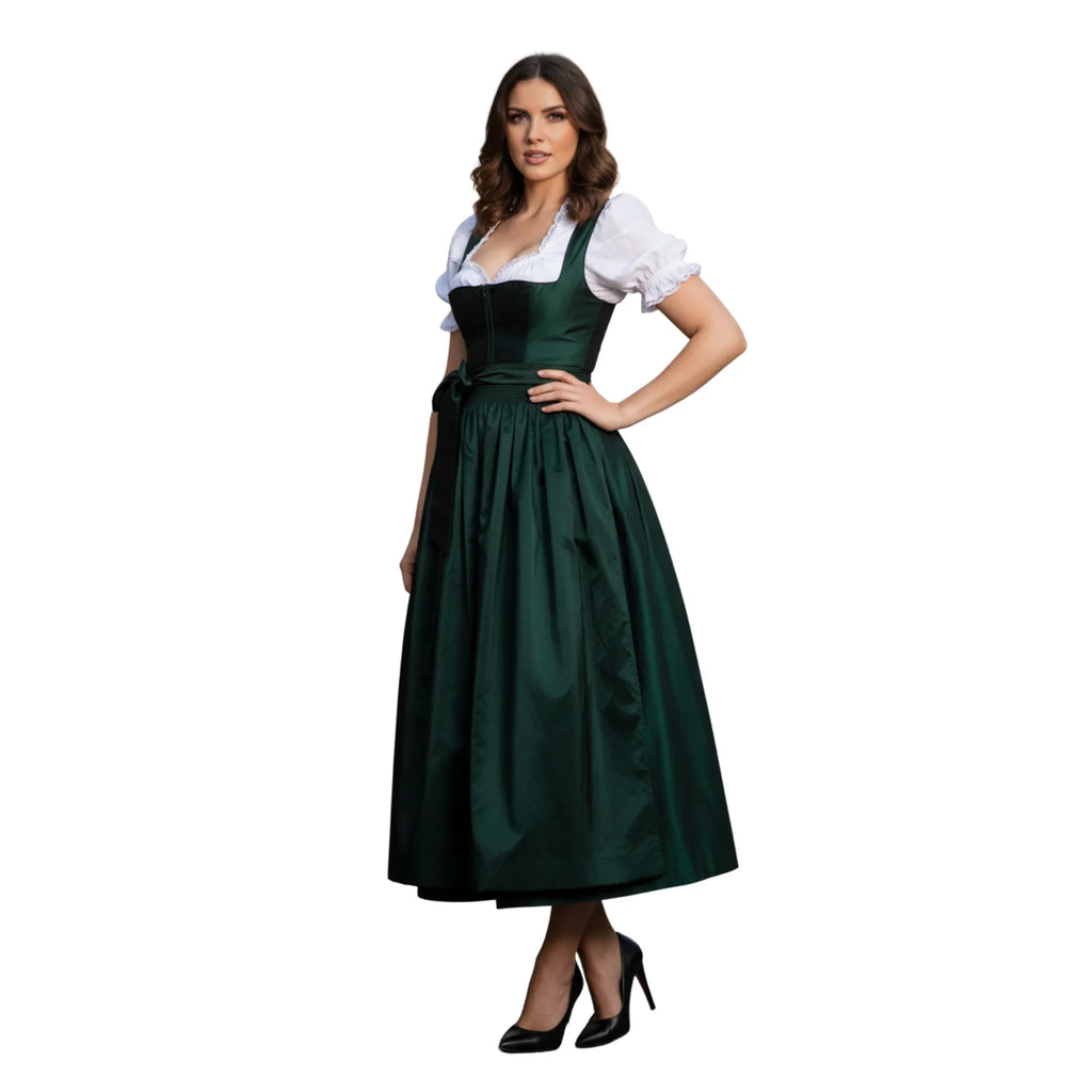 Dirndl Dress Forest Green Satin Sweetheart