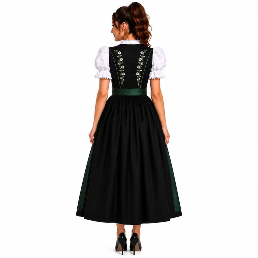 Black Embroidered Dirndl Dress – Traditional Bavarian Oktoberfest Outfit