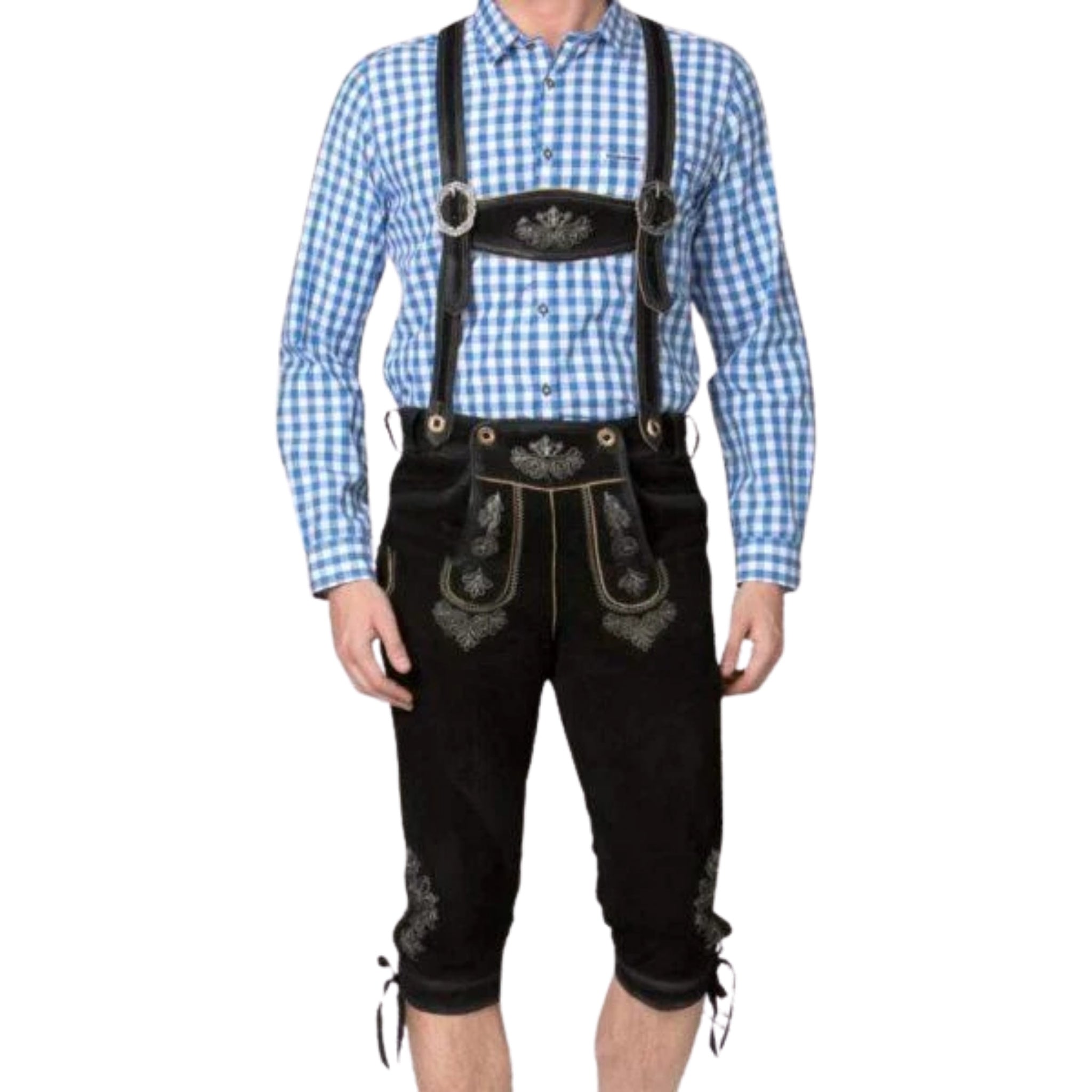 Black Leather Lederhosen | Men's Kniebundhose Pants