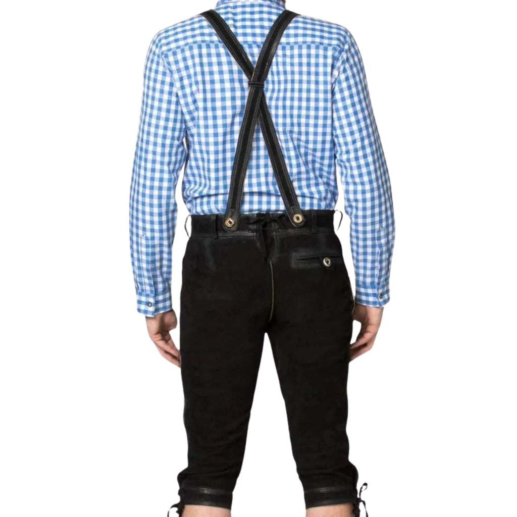 Black Leather Lederhosen | Men's Kniebundhose Pants