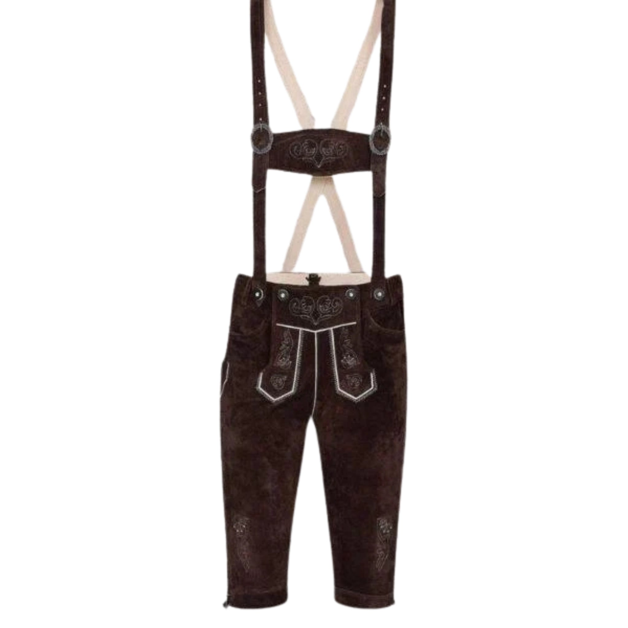 Brown Leather Lederhosen | Men's Kniebundhose Pants