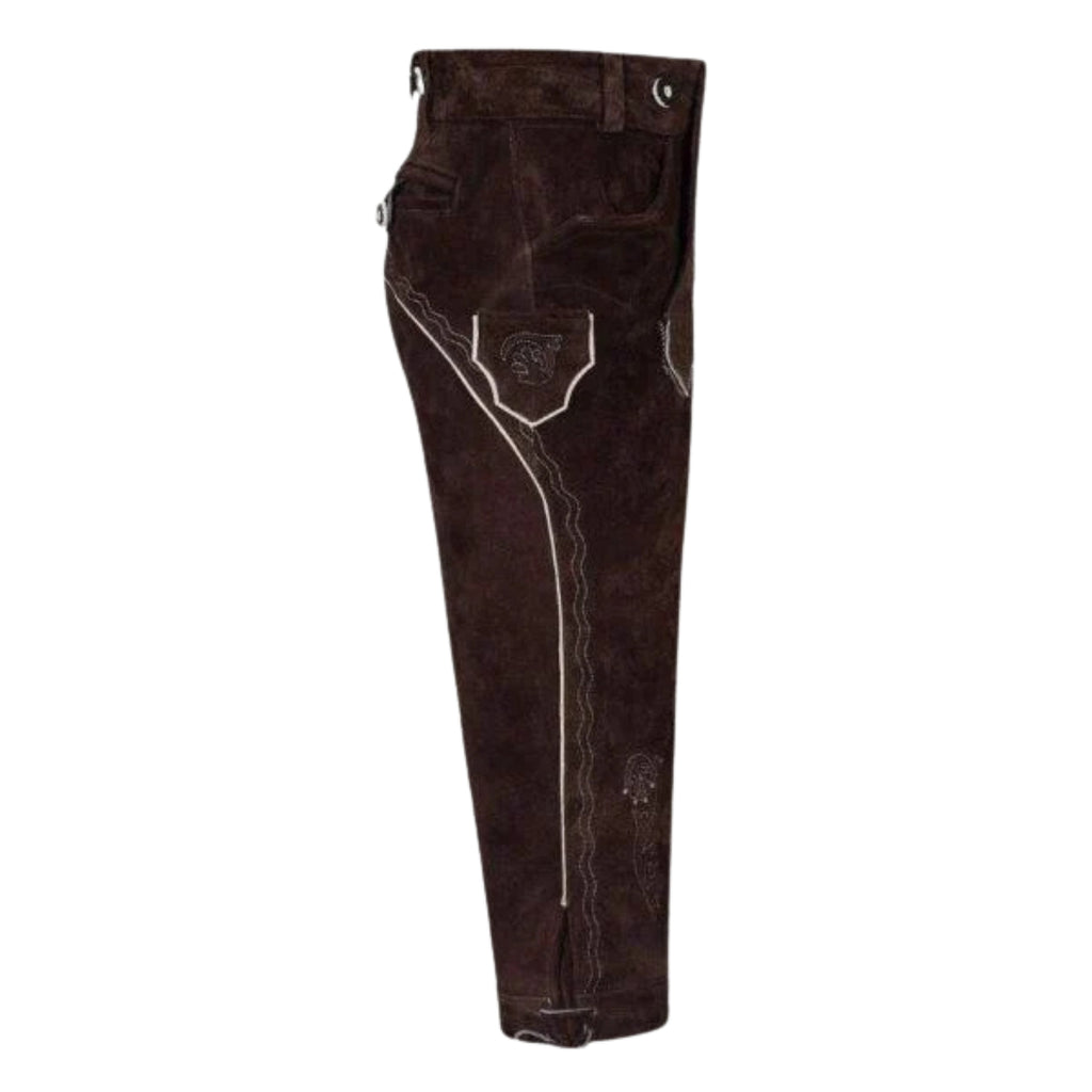 Brown Leather Lederhosen | Men's Kniebundhose Pants