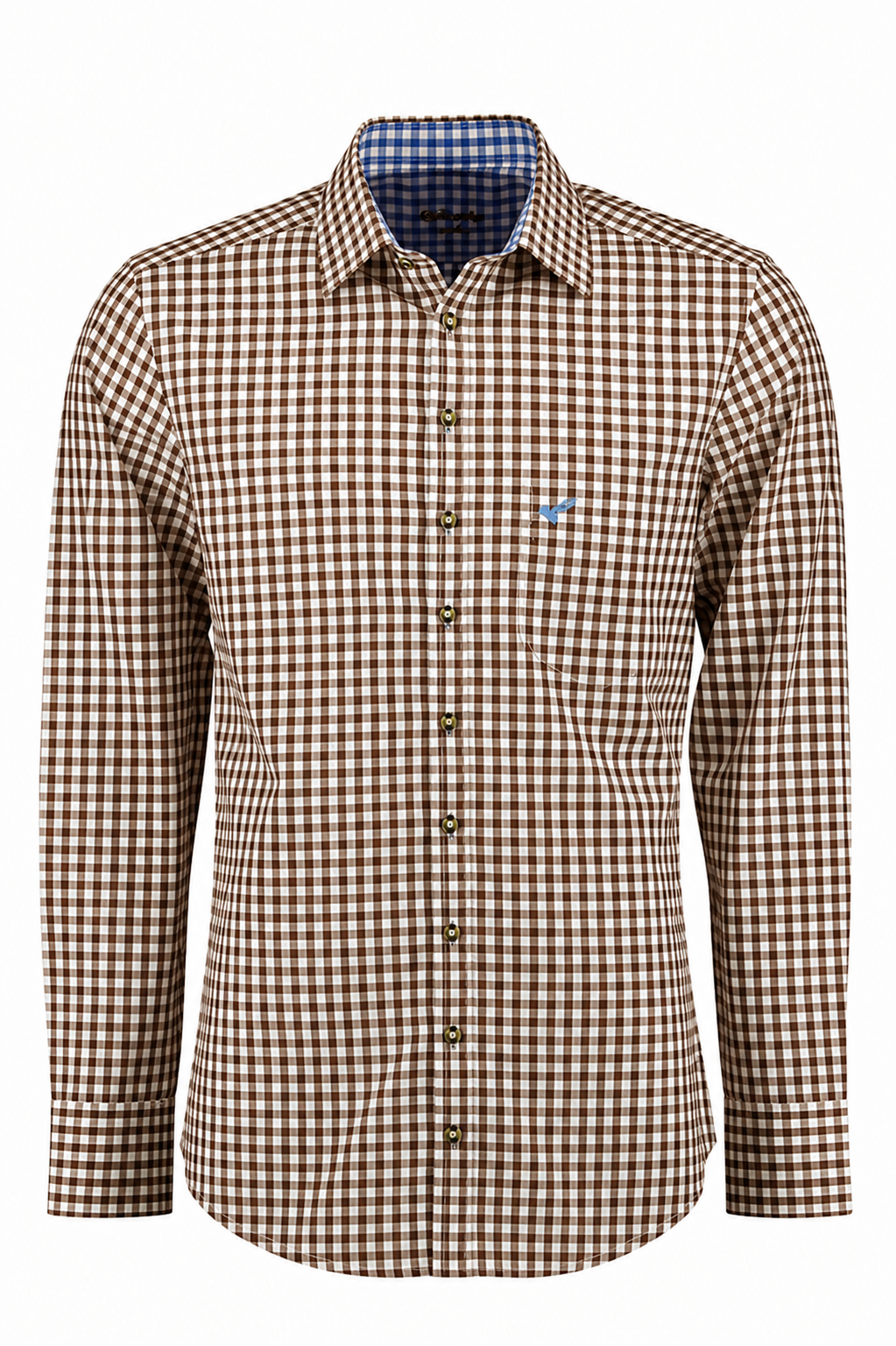 Brown Check Lederhosen Shirt for Men Bavarian