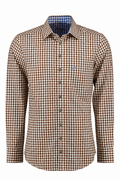 Brown Check Lederhosen Shirt for Men Bavarian