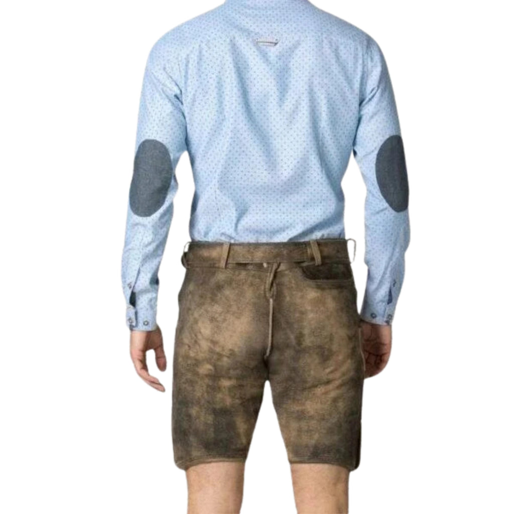 Dark Brown Distressed Lederhosen | Men's Suede Shorts