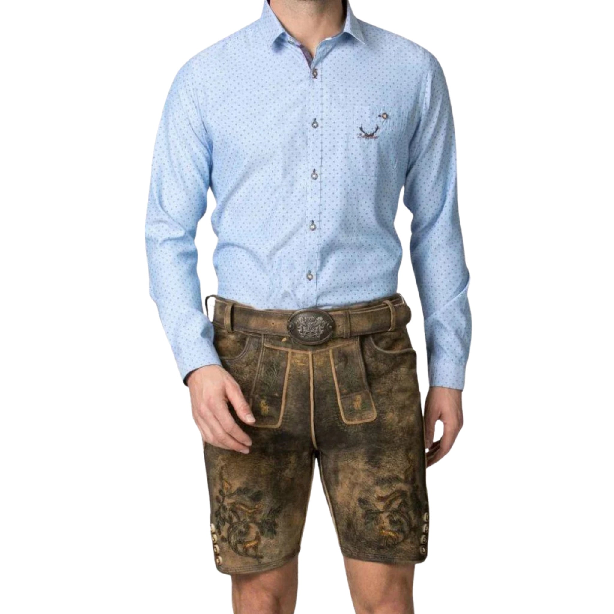 Dark Brown Distressed Lederhosen | Men's Suede Shorts