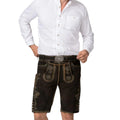 Dark Brown Short Lederhosen | Gold Embroidery & Belt