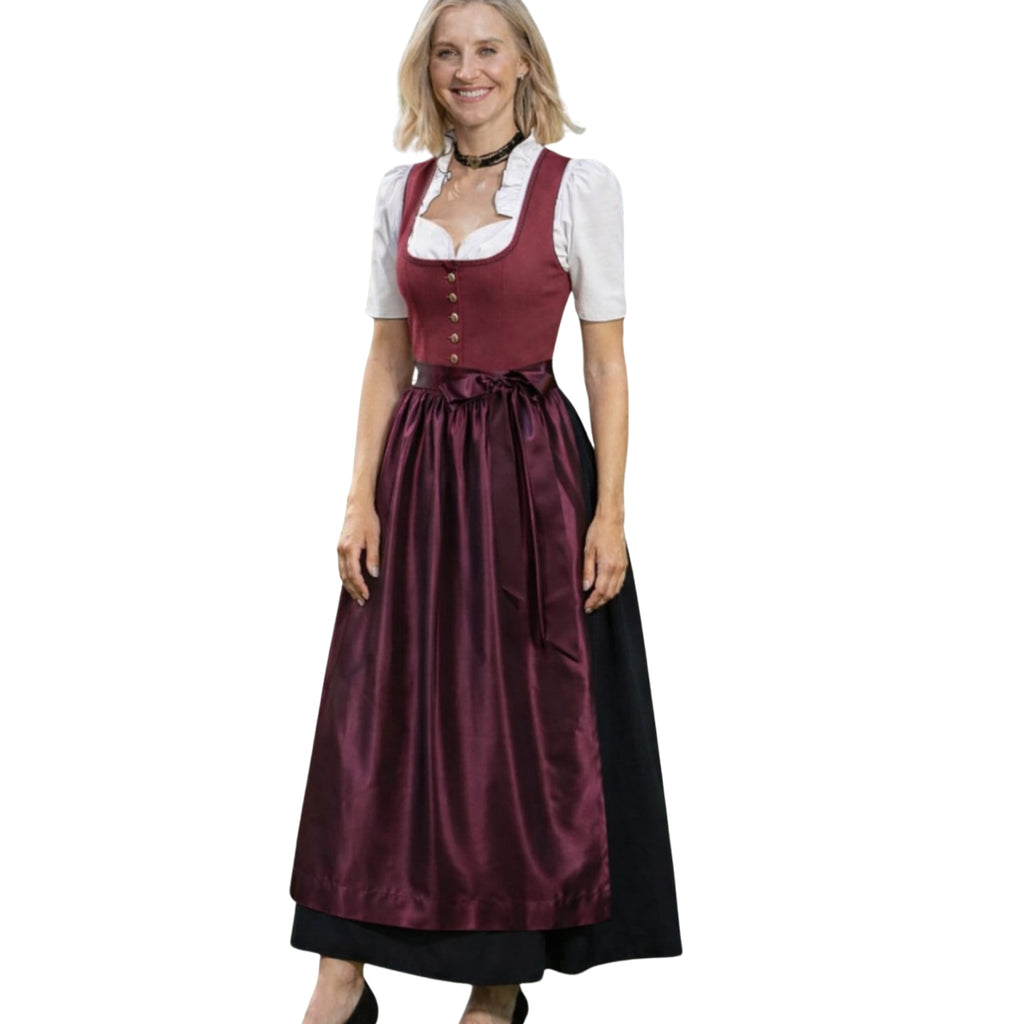 Bavarian Dirndl Long Maxi – Burgundy Austrian Dirndl