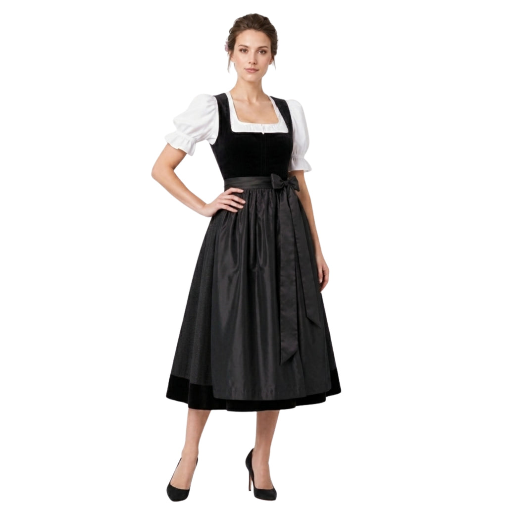 Black Velvet Dirndl – Oktoberfest Midi Dress