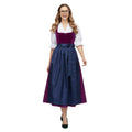 Purple Velvet Dirndl – Navy Satin Apron & Midi Skirt