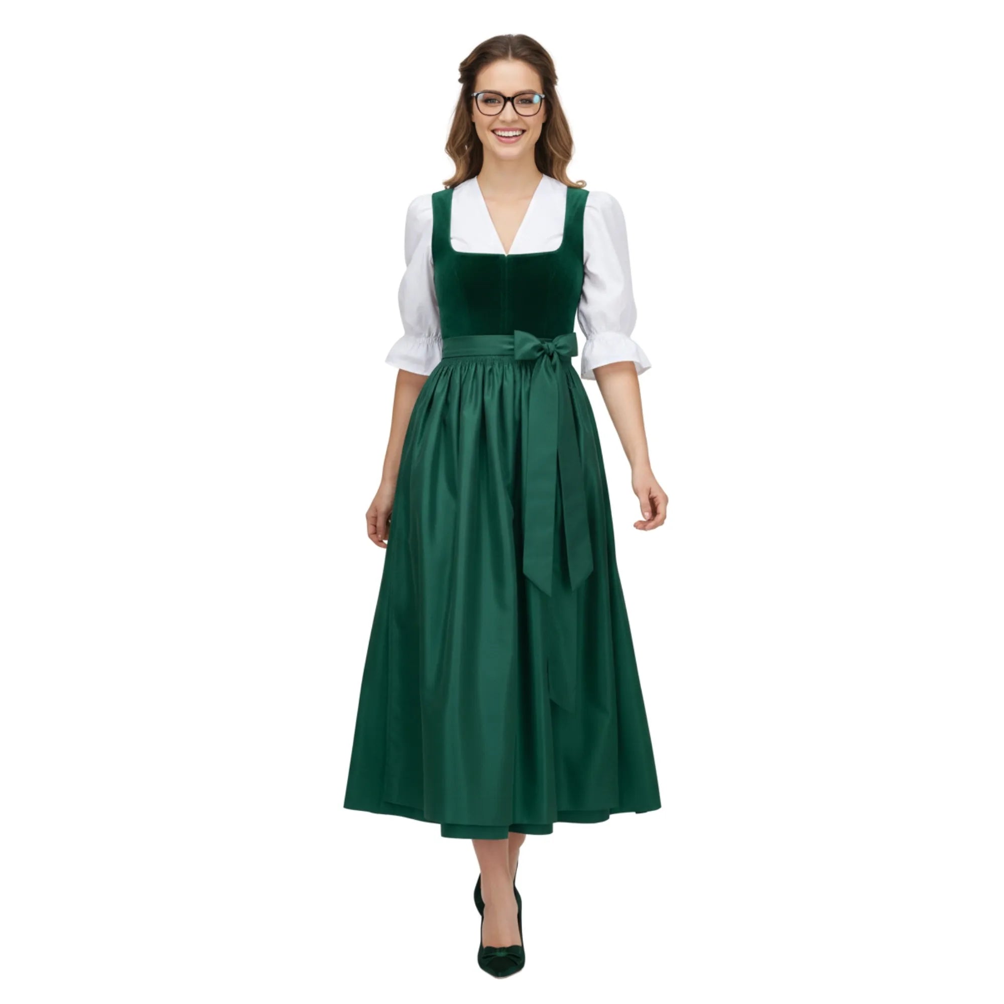 Dirndl Dress Forest Green Velvet One Piece