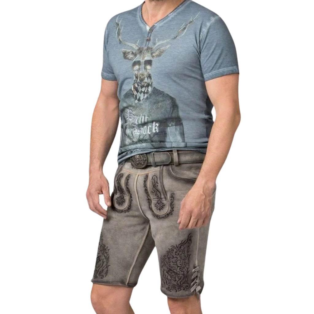 Grey Short Lederhosen | Men's Bavarian Suede Shorts