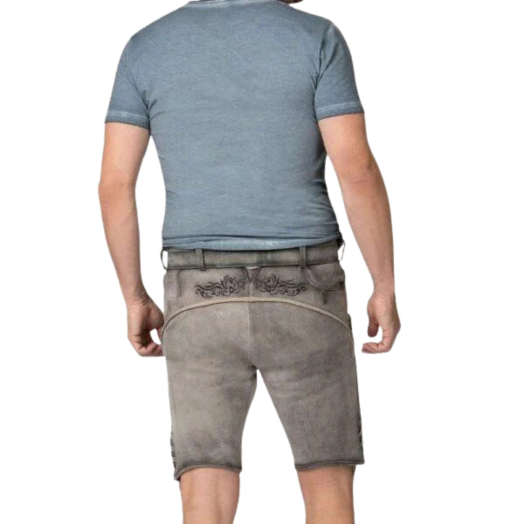 Grey Short Lederhosen | Men's Bavarian Suede Shorts