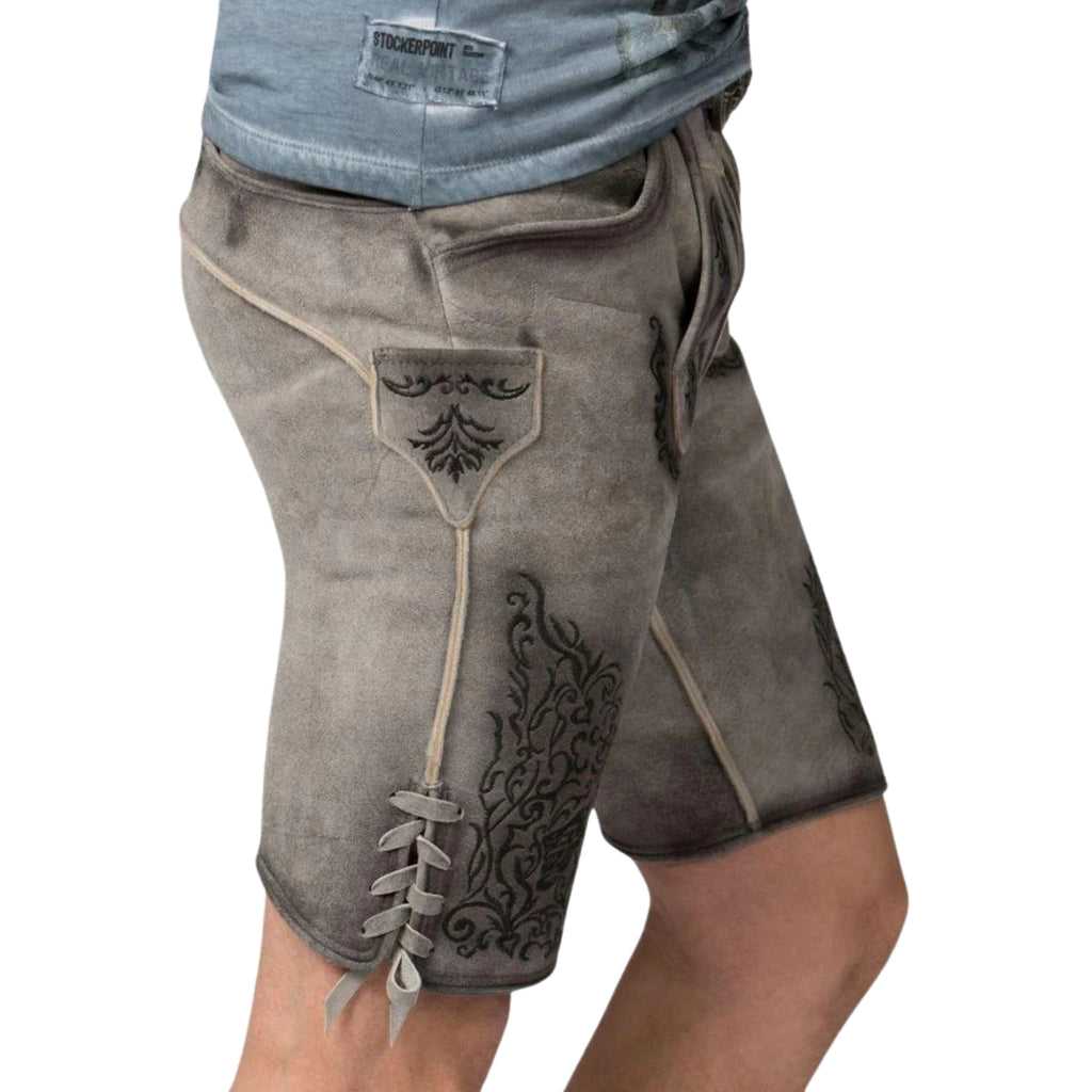 Grey Short Lederhosen | Men's Bavarian Suede Shorts