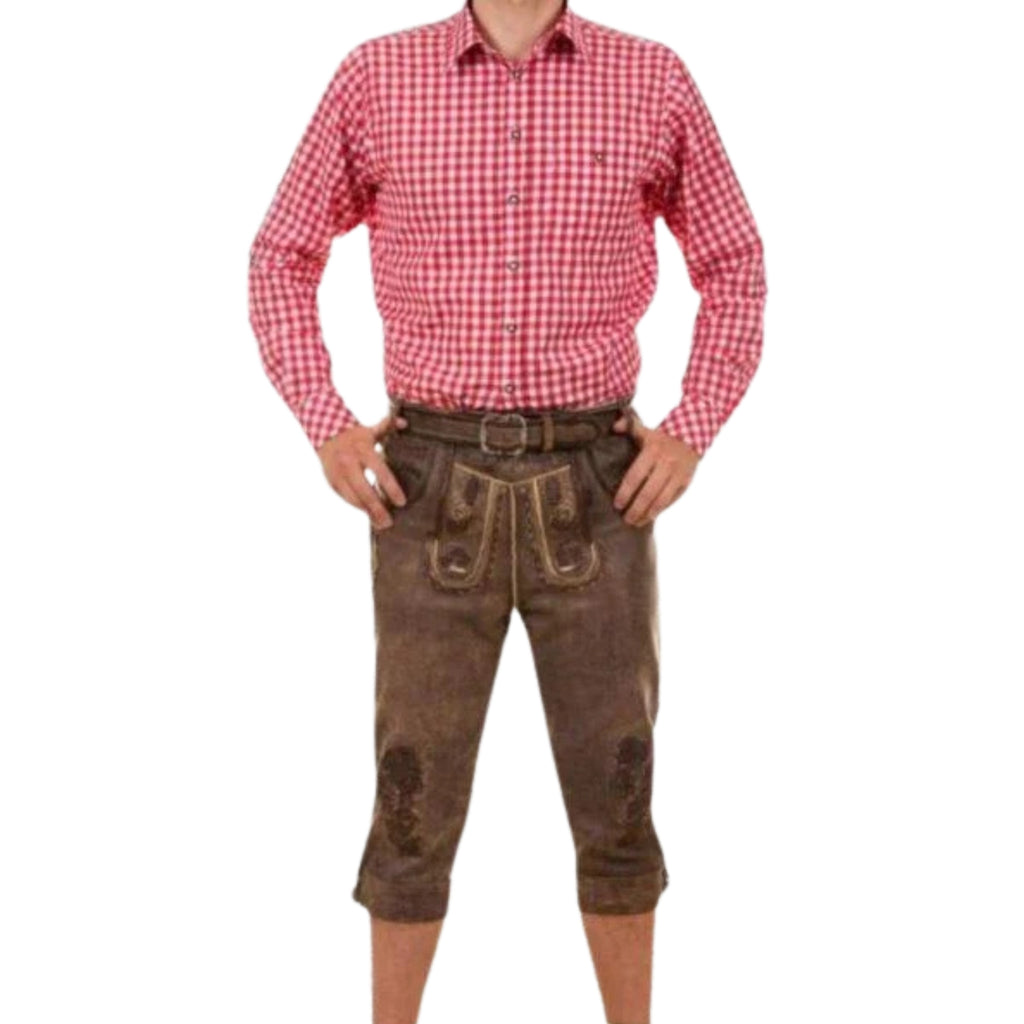 Heritage Brown Bundhosen | Knee-Length Lederhosen | Alpine Dirndl