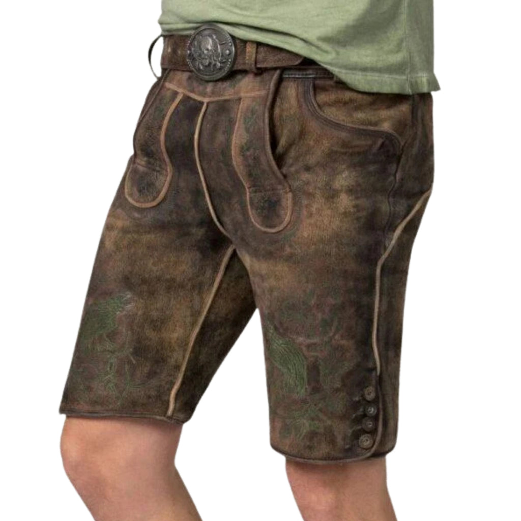 Vintage Brown Short Lederhosen | Men's Bavarian Suede
