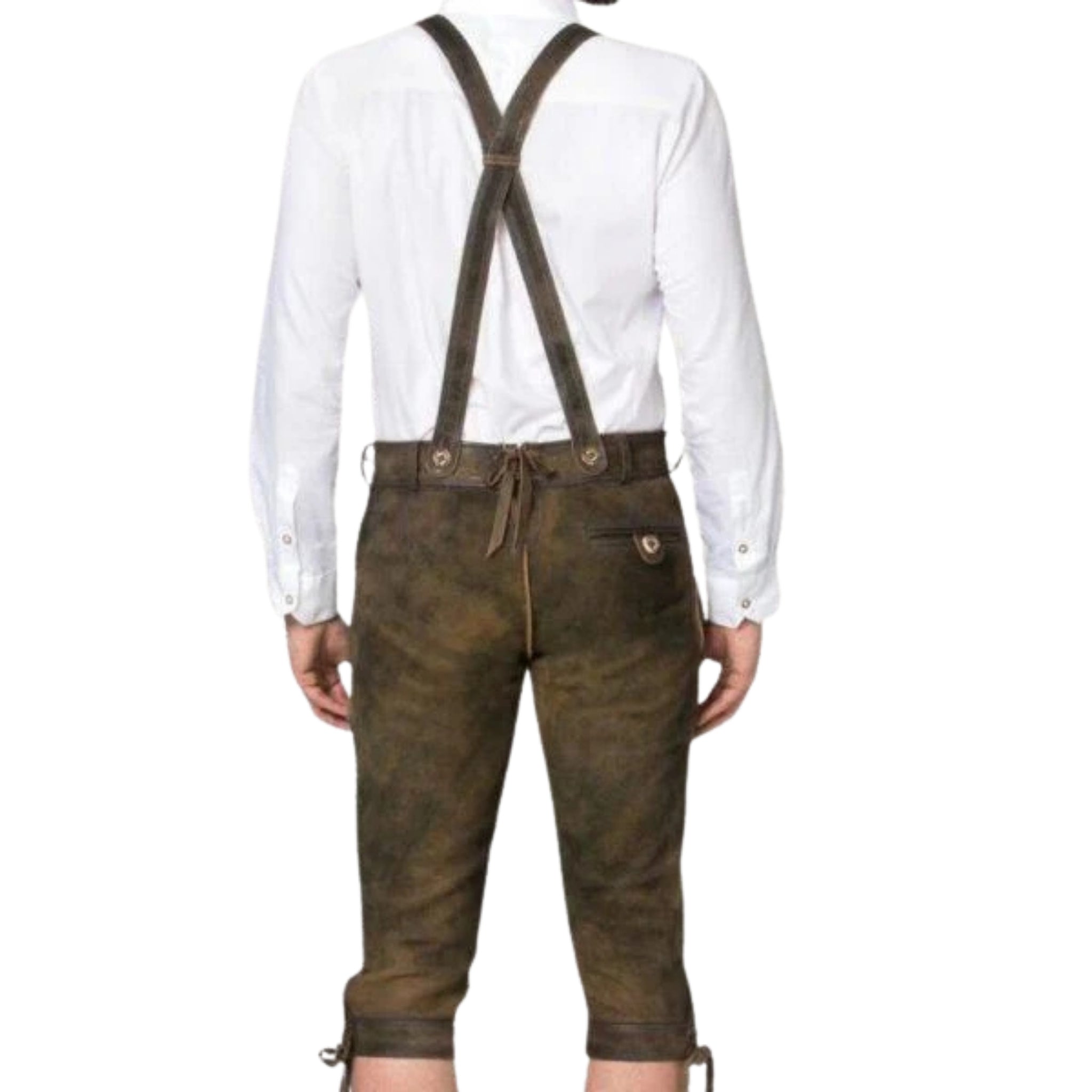 Men's Authentic Kniebund Lederhosen | Genuine Leather Bavarian Breeches with Suspenders | Traditional Oktoberfest Costume