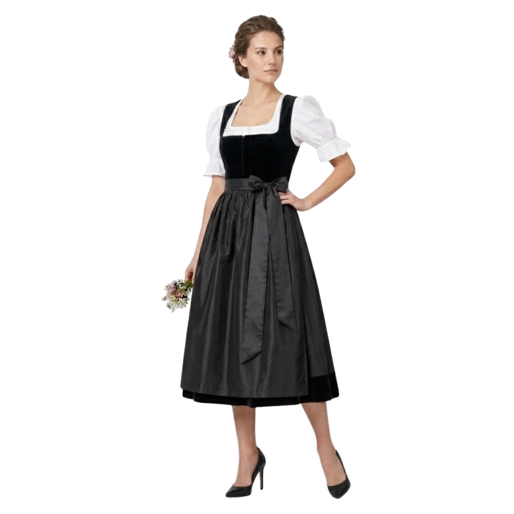 Black Velvet Dirndl – Oktoberfest Midi Dress