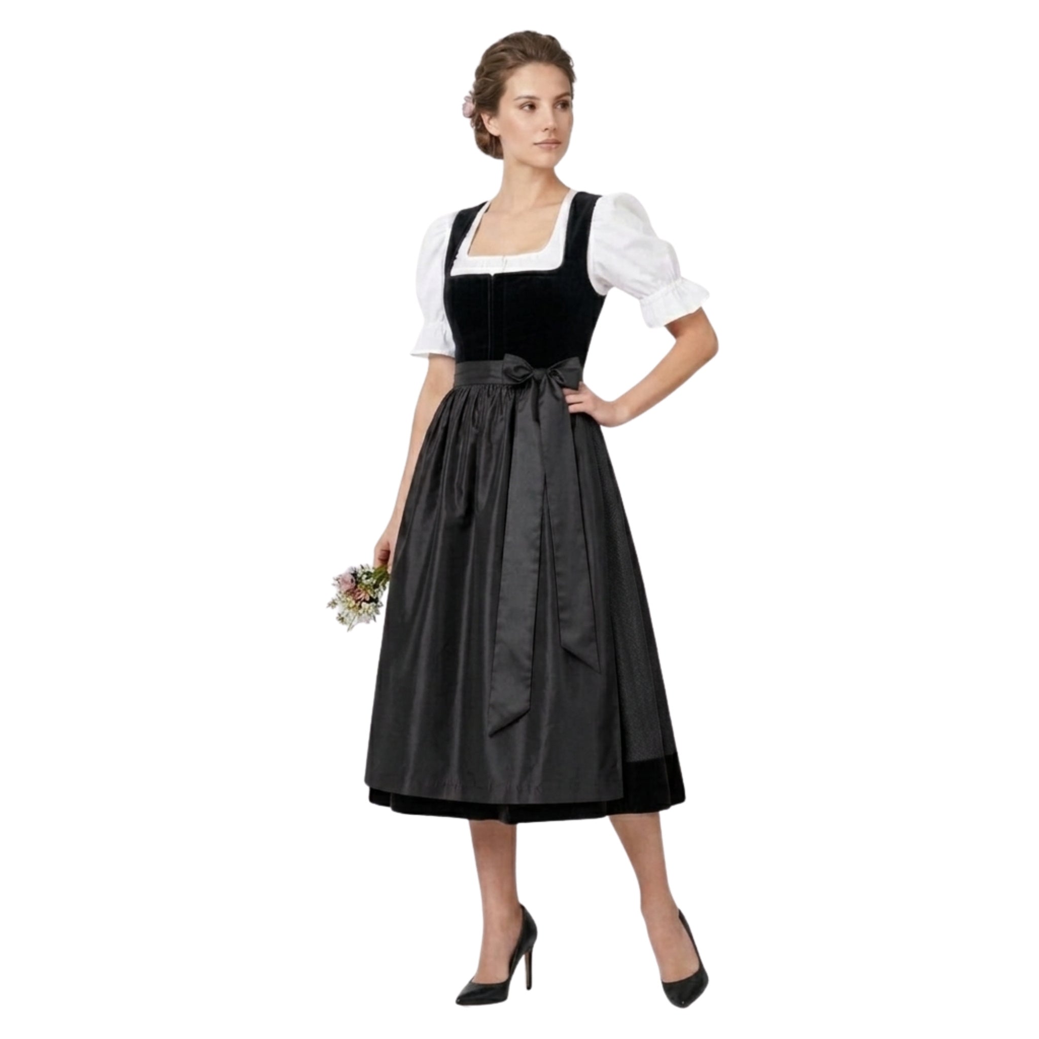 Black Velvet Dirndl – Oktoberfest Midi Dress