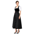 Black Velvet Dirndl Long – Silk Apron & Cotton Skirt
