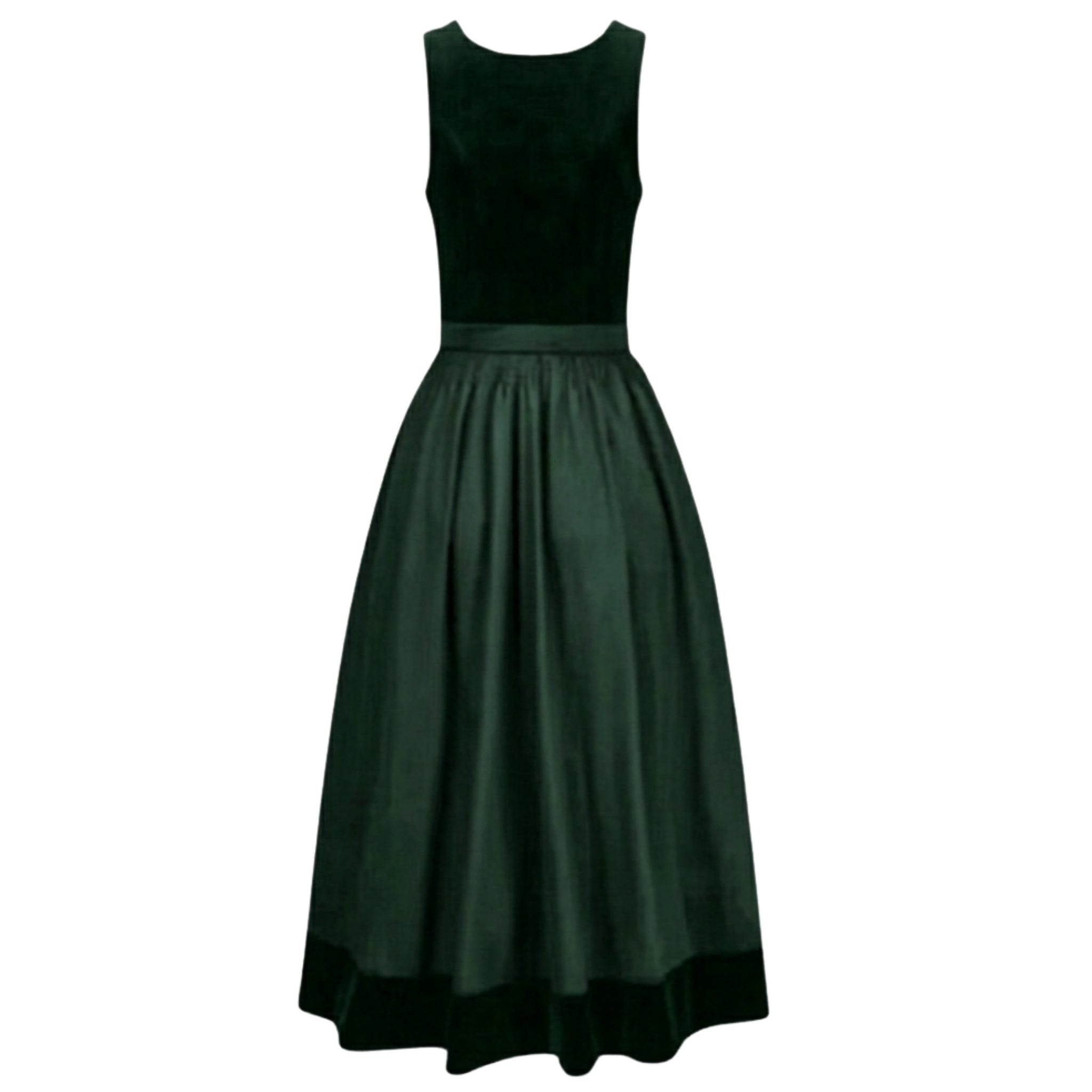 German Dirndl Dress – Forest Green Velvet Maxi Set
