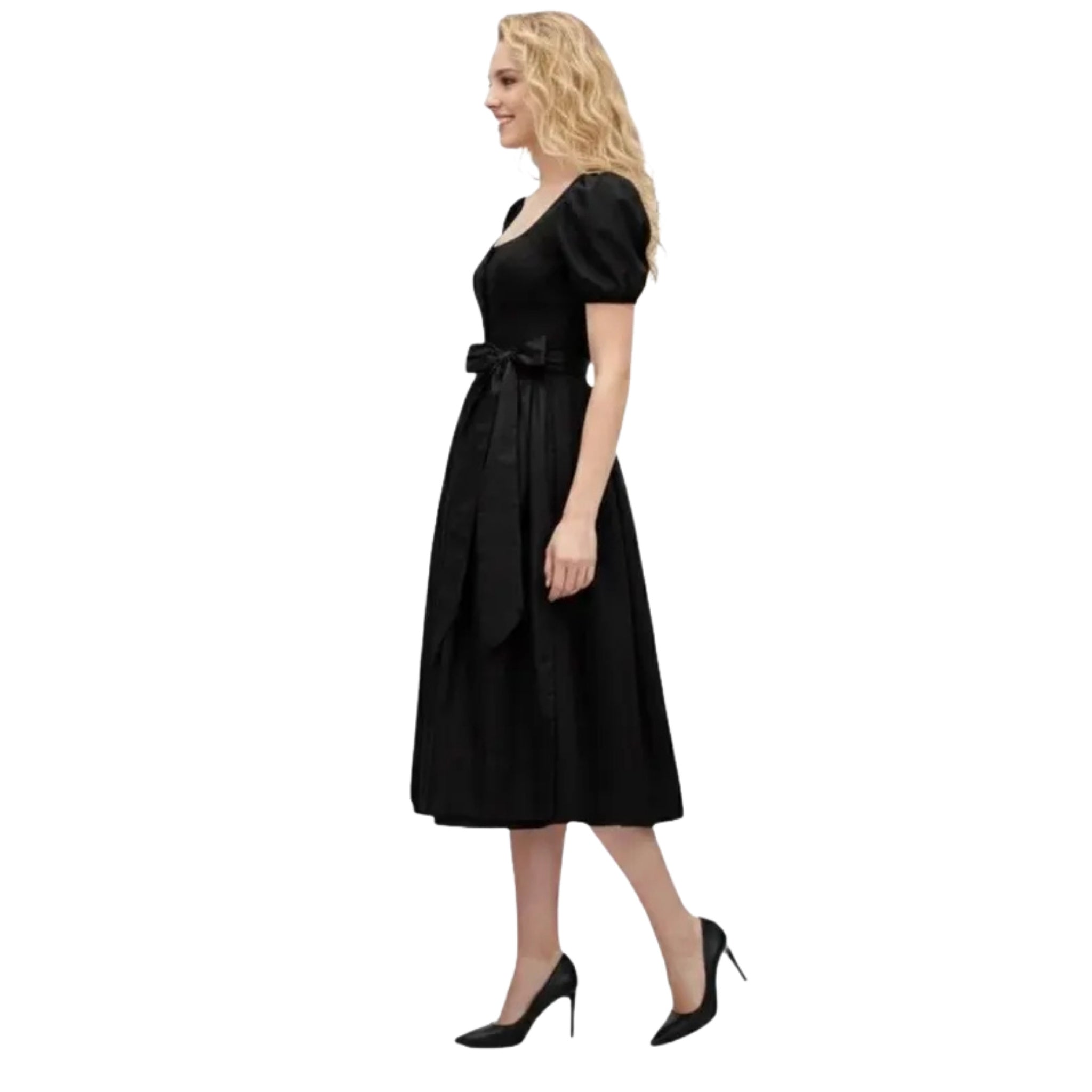 Black Cotton Dirndl – Oktoberfest Midi Austrian Dress