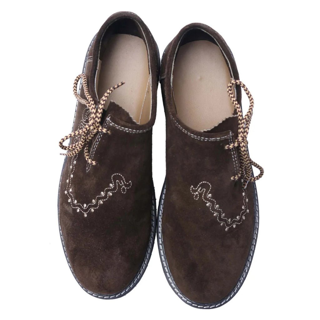 Lederhosen Shoes Espresso Brown Embroidered