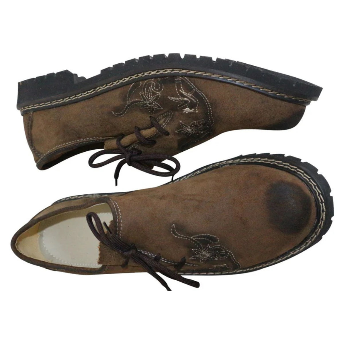 Lederhosen Shoes Embroidered Edelweiss Suede