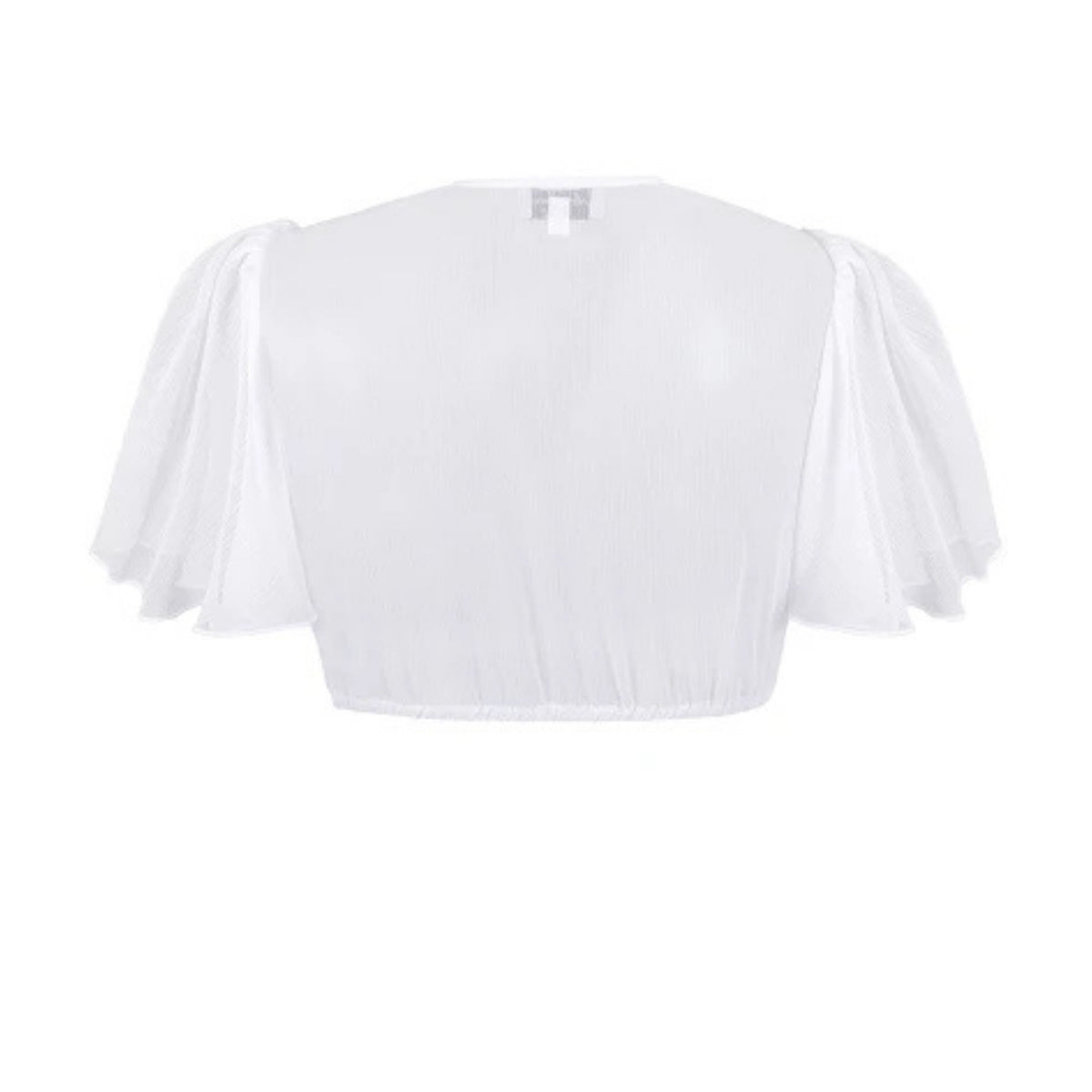 White Dirndl Blouse – V-Neck Puff Sleeve Bavarian Crop Top