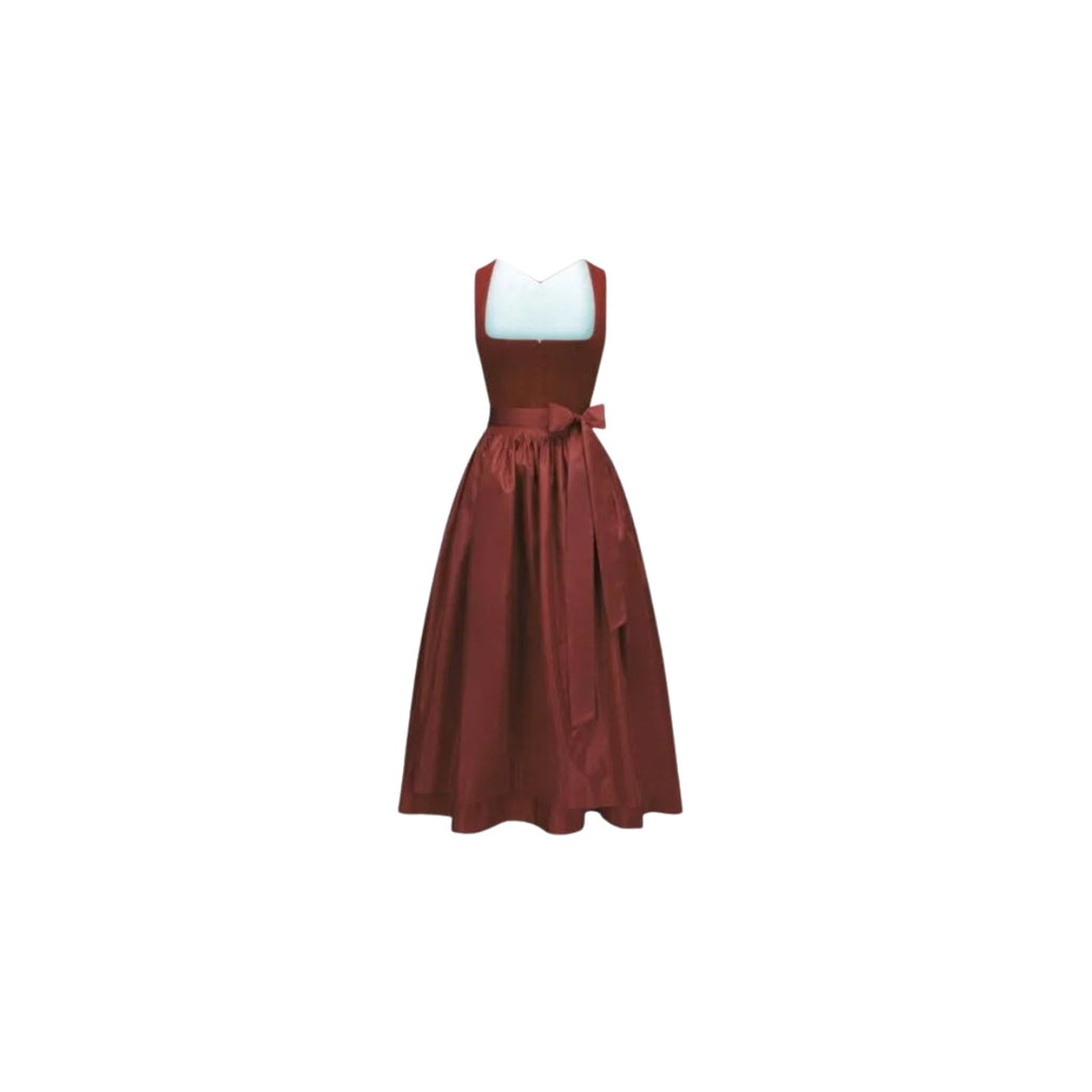 Dirndl Dress Rust Red Velvet Sleeveless