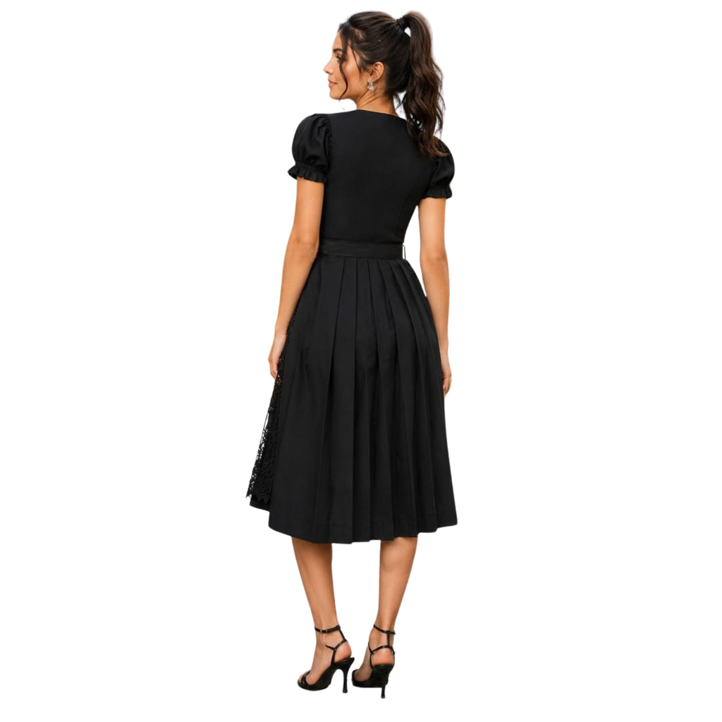 Black Dirndl Dress Lace Embroidery Oktoberfest Gown