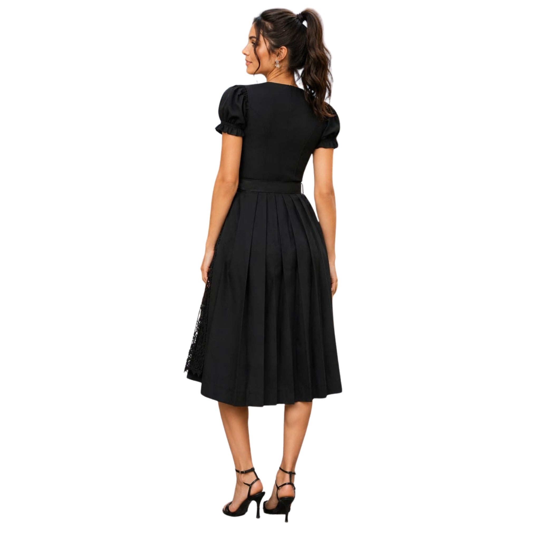 Black Dirndl Dress Lace Embroidery Oktoberfest Gown