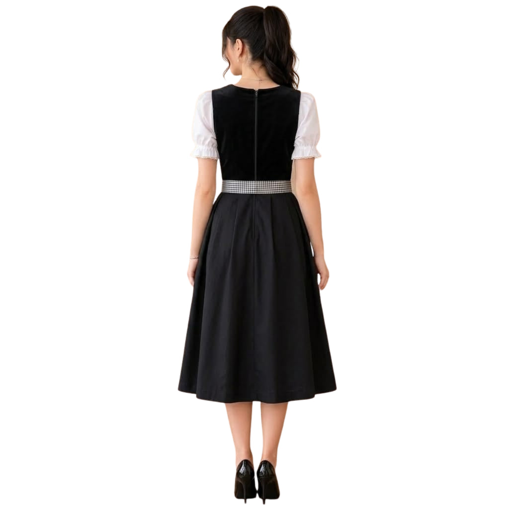 German Dirndl for Oktoberfest | Black Velvet 3-Piece Dress
