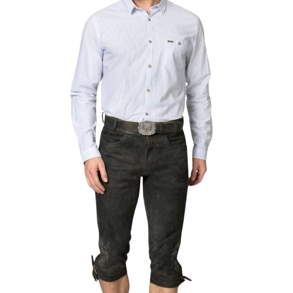 Weathered Oak Bundhosen – Men's Knee-Length Distressed Leather Lederhosen