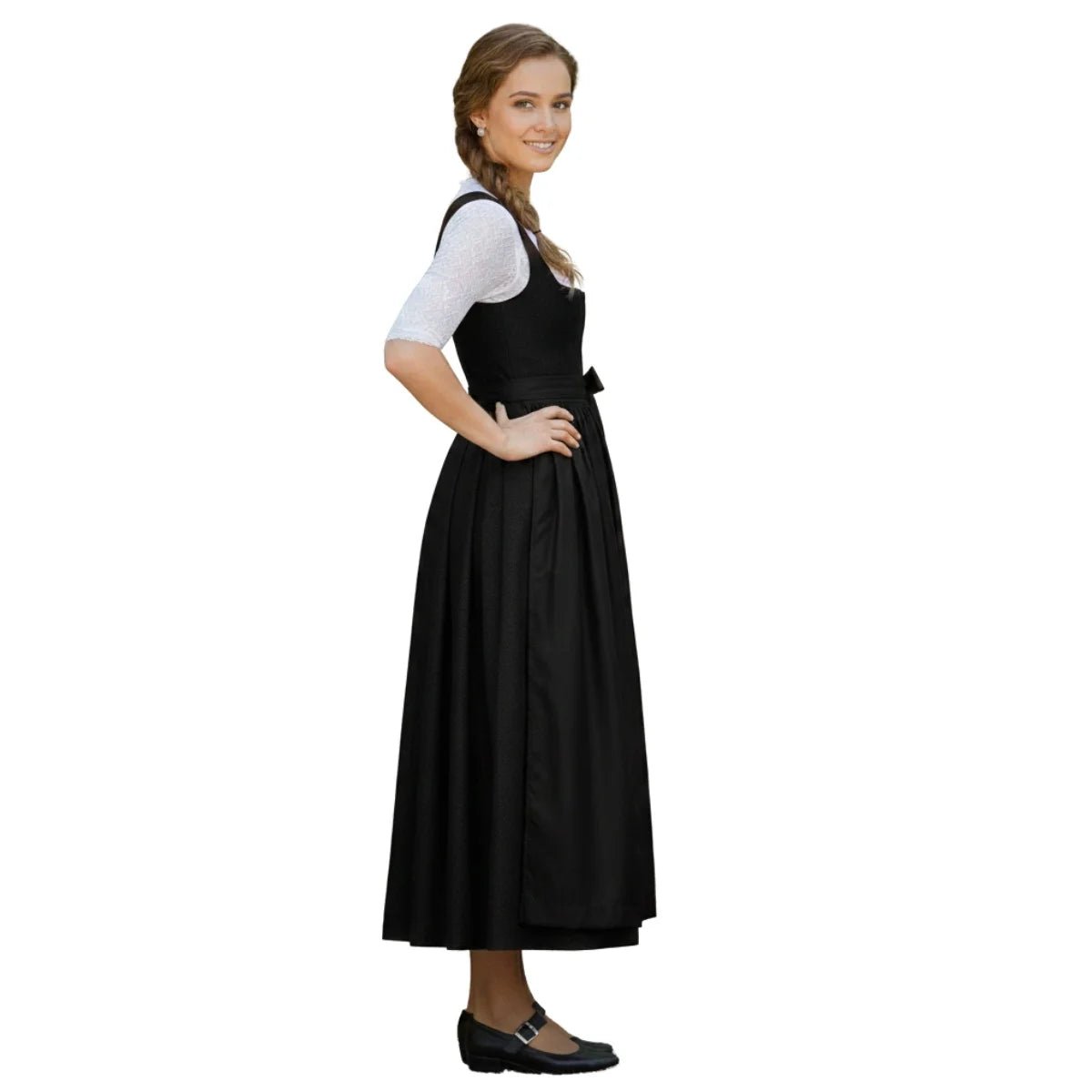 Black Cotton Dirndl Maxi – Authentic Bavarian Tracht 2026 - Alpine Dirndl