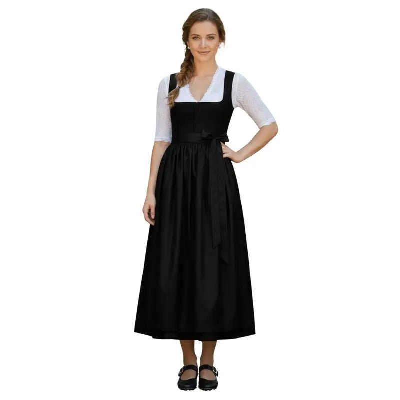 Black Cotton Dirndl Maxi – Authentic Bavarian Tracht 2026 - Alpine Dirndl