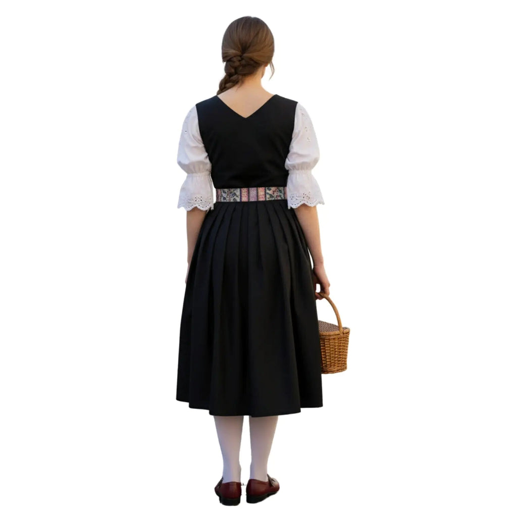 Black Dirndl with Floral Folk Apron – Bavarian Tracht 2026 - Alpine Dirndl