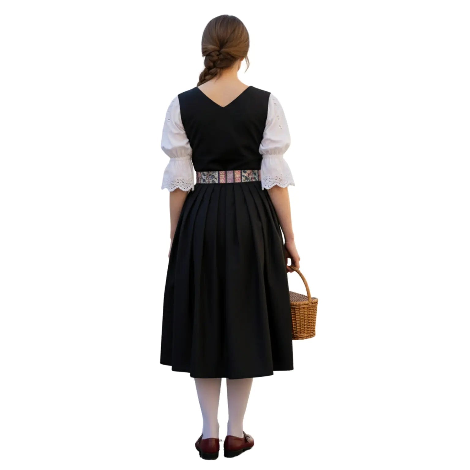 Black Dirndl with Floral Folk Apron – Bavarian Tracht 2026 - Alpine Dirndl