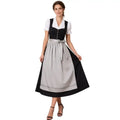Black Loden Dirndl Maxi Dress with Grey Embroidered Apron – Authentic Tyrolean Tracht for Oktoberfest 2026 - Alpine Dirndl