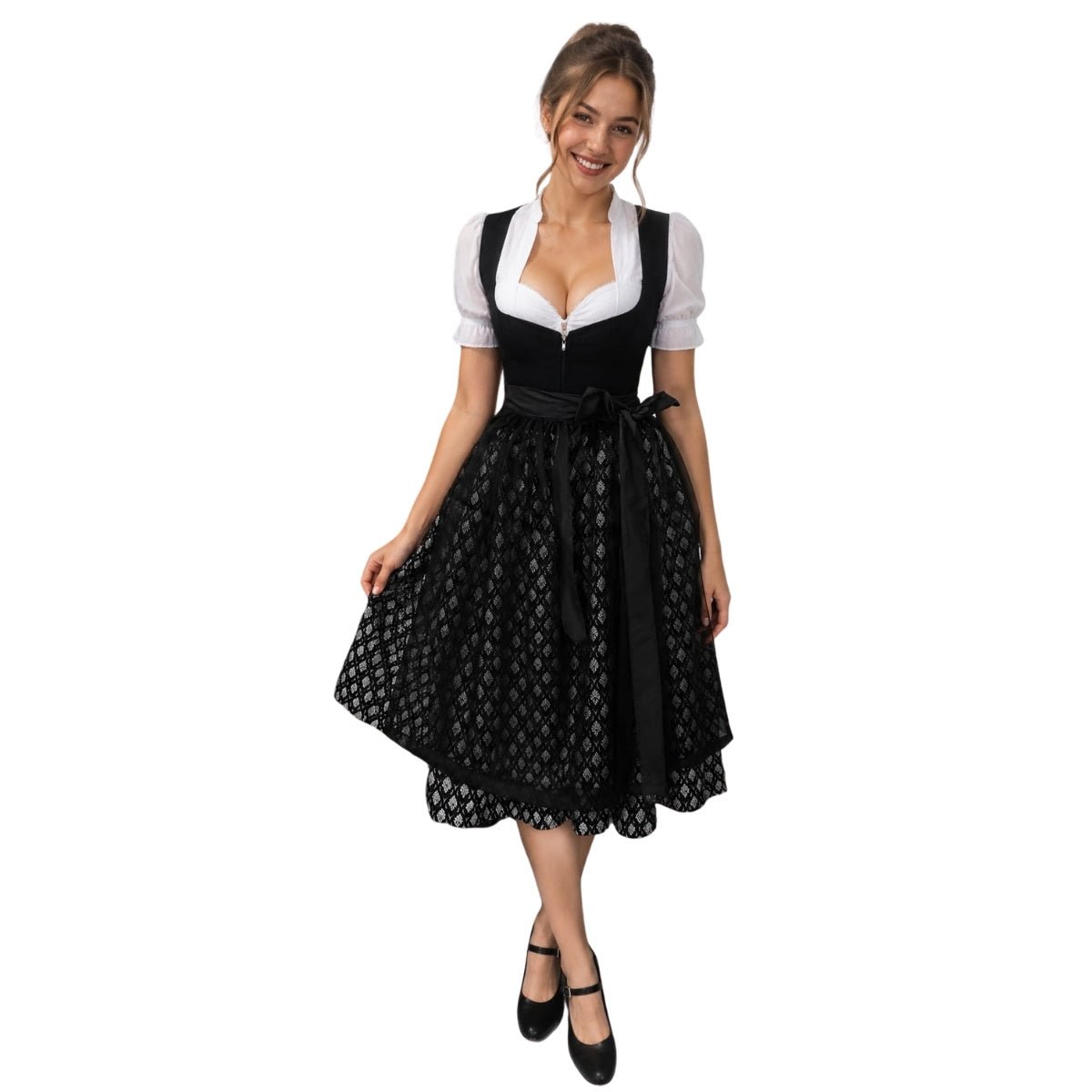 Black Velvet Diamond Lace Dirndl Dress