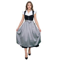 Black Velvet Dirndl with Grey Satin Apron – Bavarian Midi Dress for Oktoberfest 2026 - Alpine Dirndl