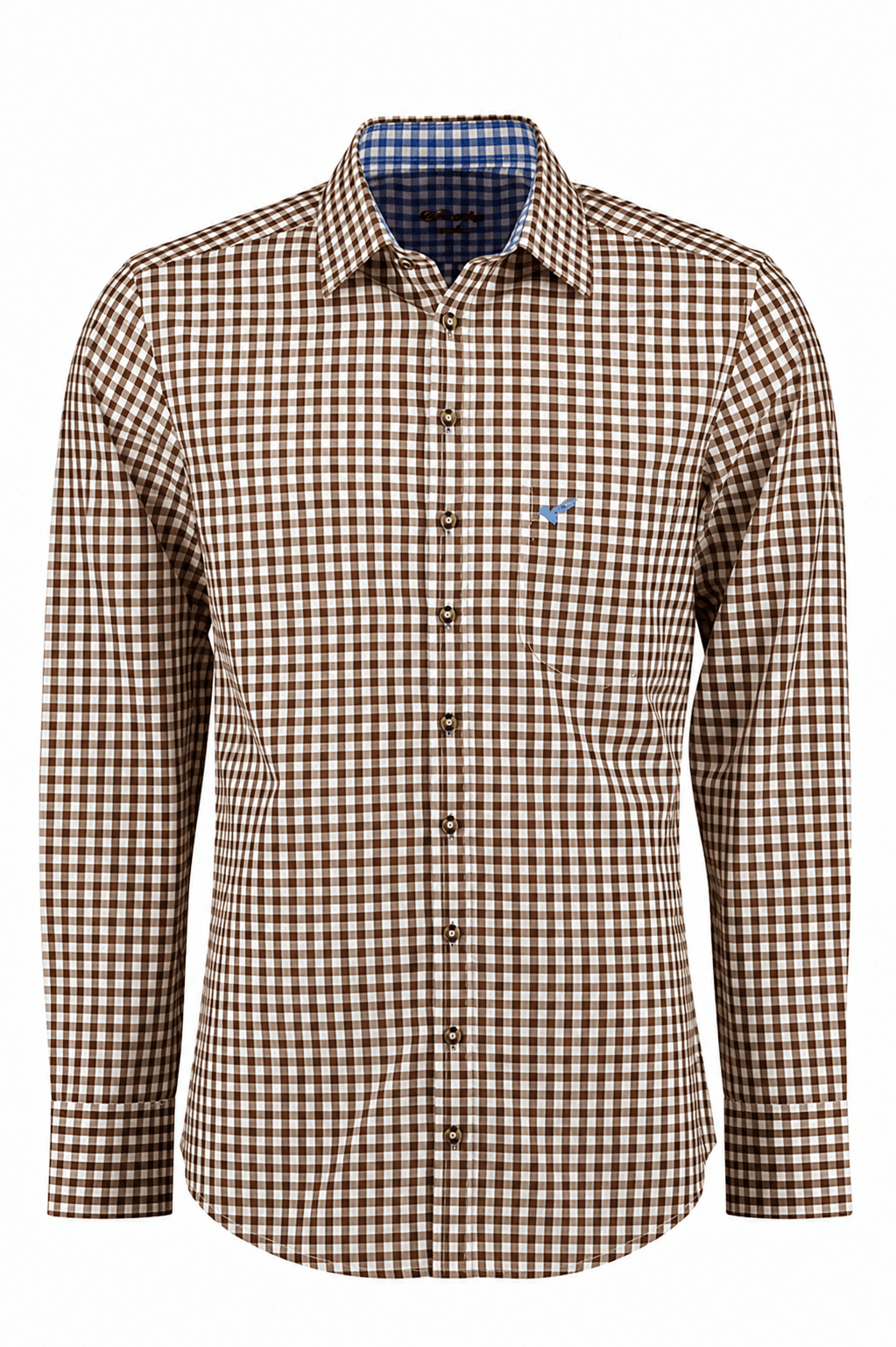 Brown Check Lederhosen Shirt for Men Bavarian - Alpine Dirndl