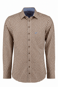 Brown Check Lederhosen Shirt for Men Bavarian - Alpine Dirndl